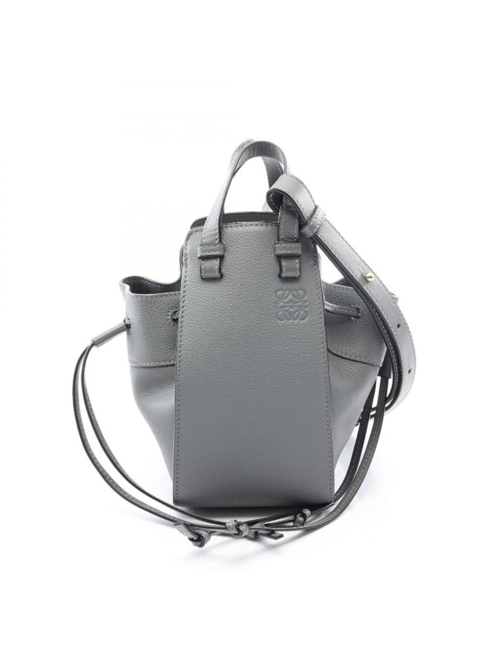 Loewe Handbag Hammock Drawstring Bag Mini 2-Way Gray Leather